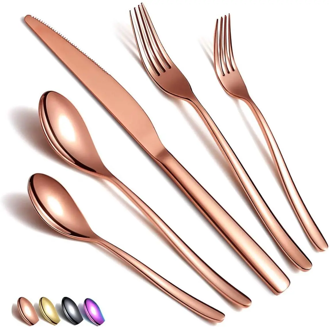 Silverware Set 20 count, Stainless Steel Flatware Set, Titanium Plated Rose  Cutlery with Copper Utensils for 4