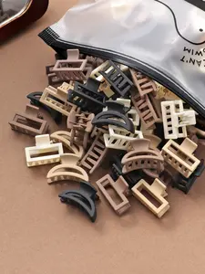 10/20pcs 2.5cm Women-s-Small-Wavy-Square-Muted-Tone-Claw-Clips-Brown-Hair-Clips-Hair-Accessories Hair Clip Set Hair Claws