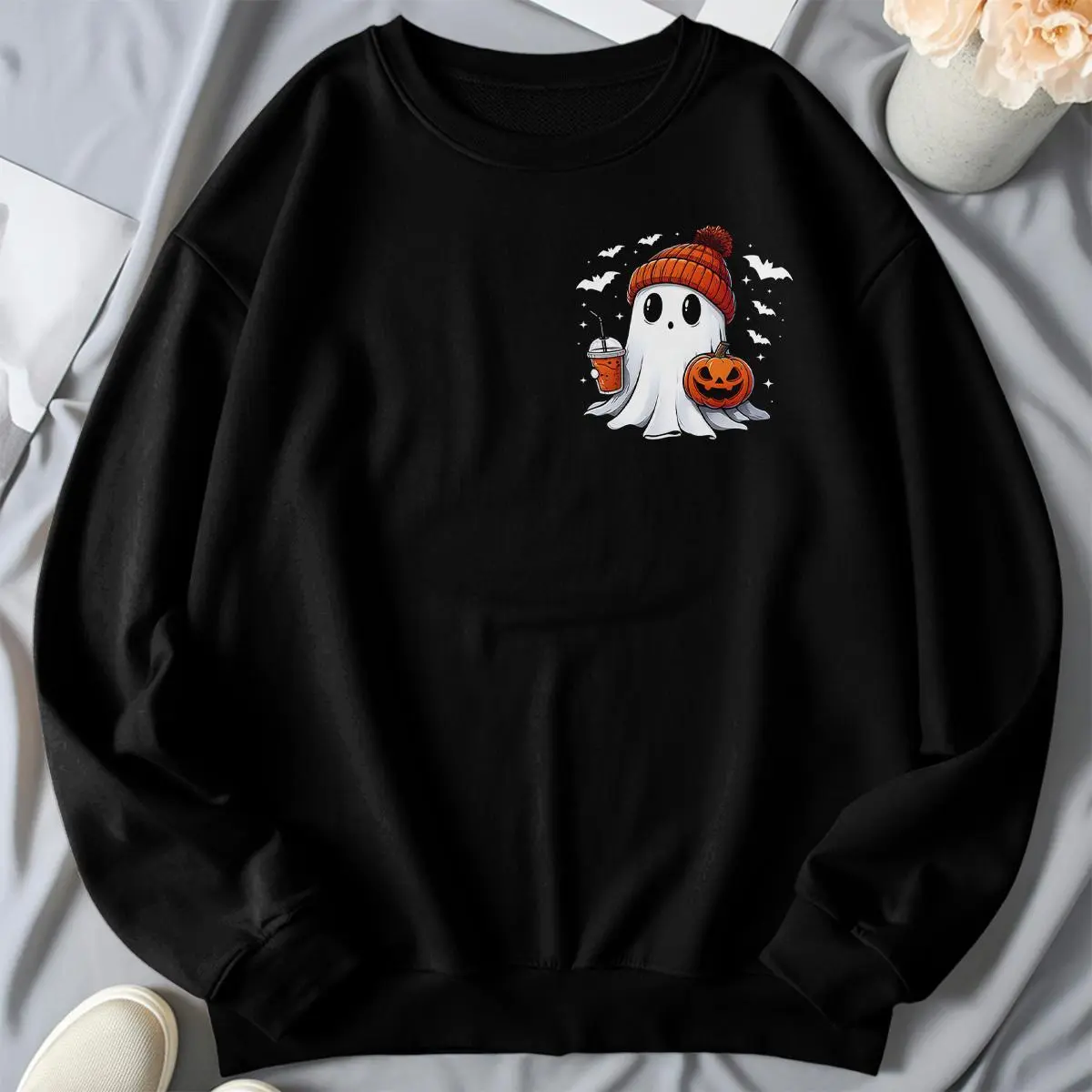 Little Ghost Ice Coffee Sweatshirt - Shirt- Hoodie, Halloween Ghost Coffee Shirt, Bougie Ghost Shirt, Spooky Season, Cute Ghost Sweatshirt, Halloween Crewneck, Sweatshirt, Hoodie, Halloween for women, Full Color, For Men, For Women, Casual, Tee Print 2591