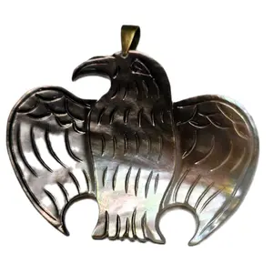 Paua Abalone Shell Eagle Pendant & Corded Necklace Male Female Birthday Gift