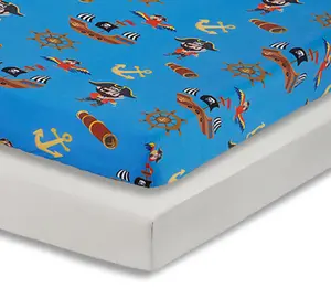 Everyday Kids 2 Pack Fitted Crib Sheet, 100% Soft Breathable Microfiber its Standard Size Crib Mattress 28in x 52in-Pirates Treasure Hunt