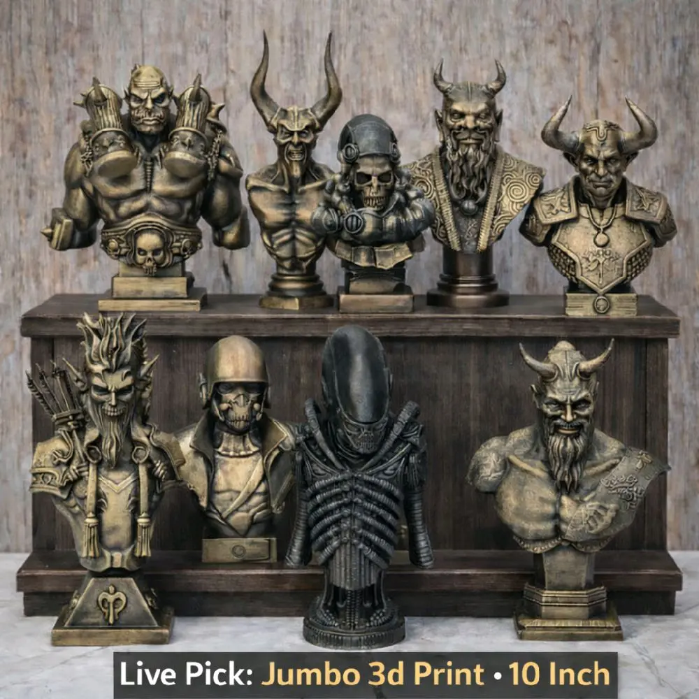 Jumbo 3d Printed Sculpture - 3d Printed Statues and Figurines - Made of PLA Plastic 10-12 Inches Tall