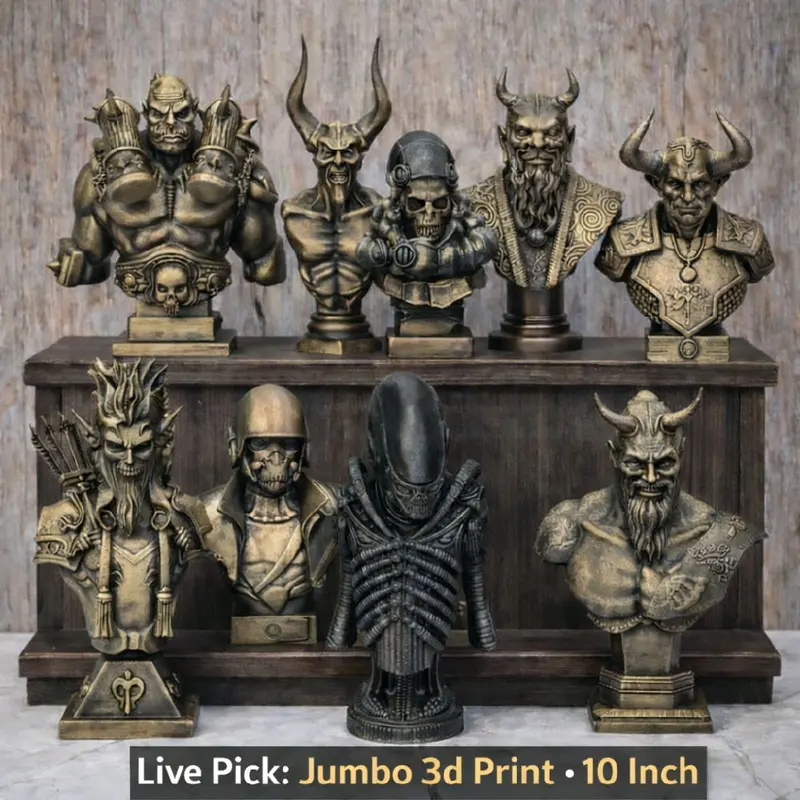 Jumbo 3d Printed Sculpture - 3d Printed Statues and Figurines - Made of PLA Plastic 10-12 Inches Tall