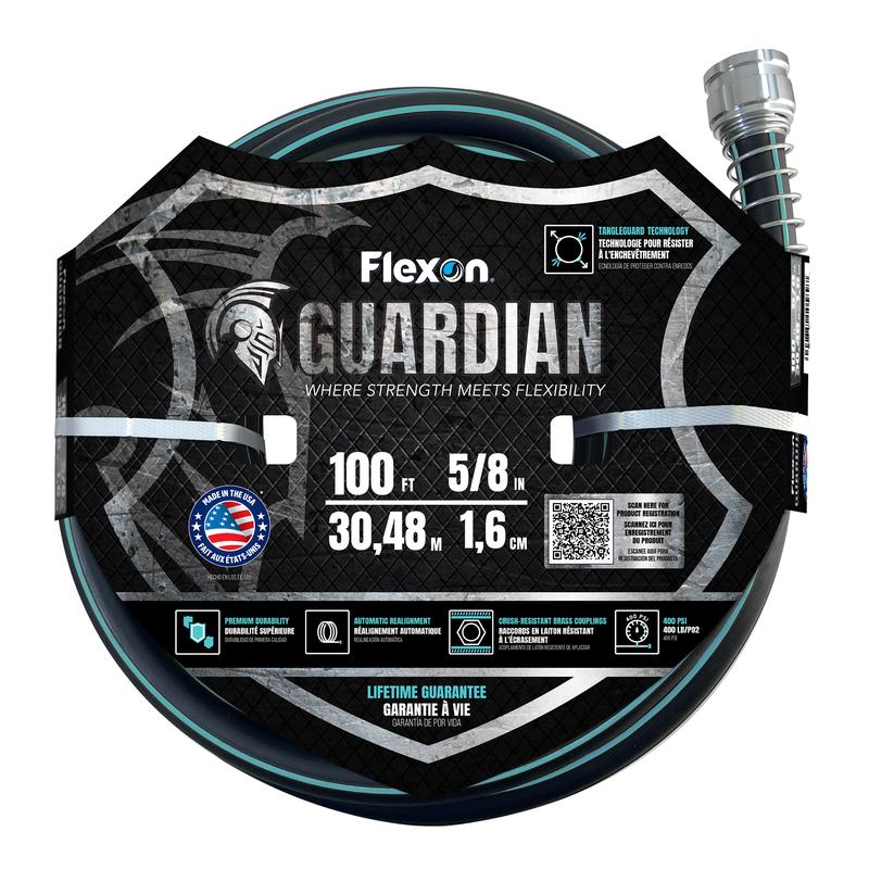 Flexon 5/8" Guardian Heavy Duty Kink Resistant Garden Hoses with TangleGuard Technology – Durable, Flexible, Tangle-Free Watering,  Ideal for Lawn, Garden, and Outdoor Use
