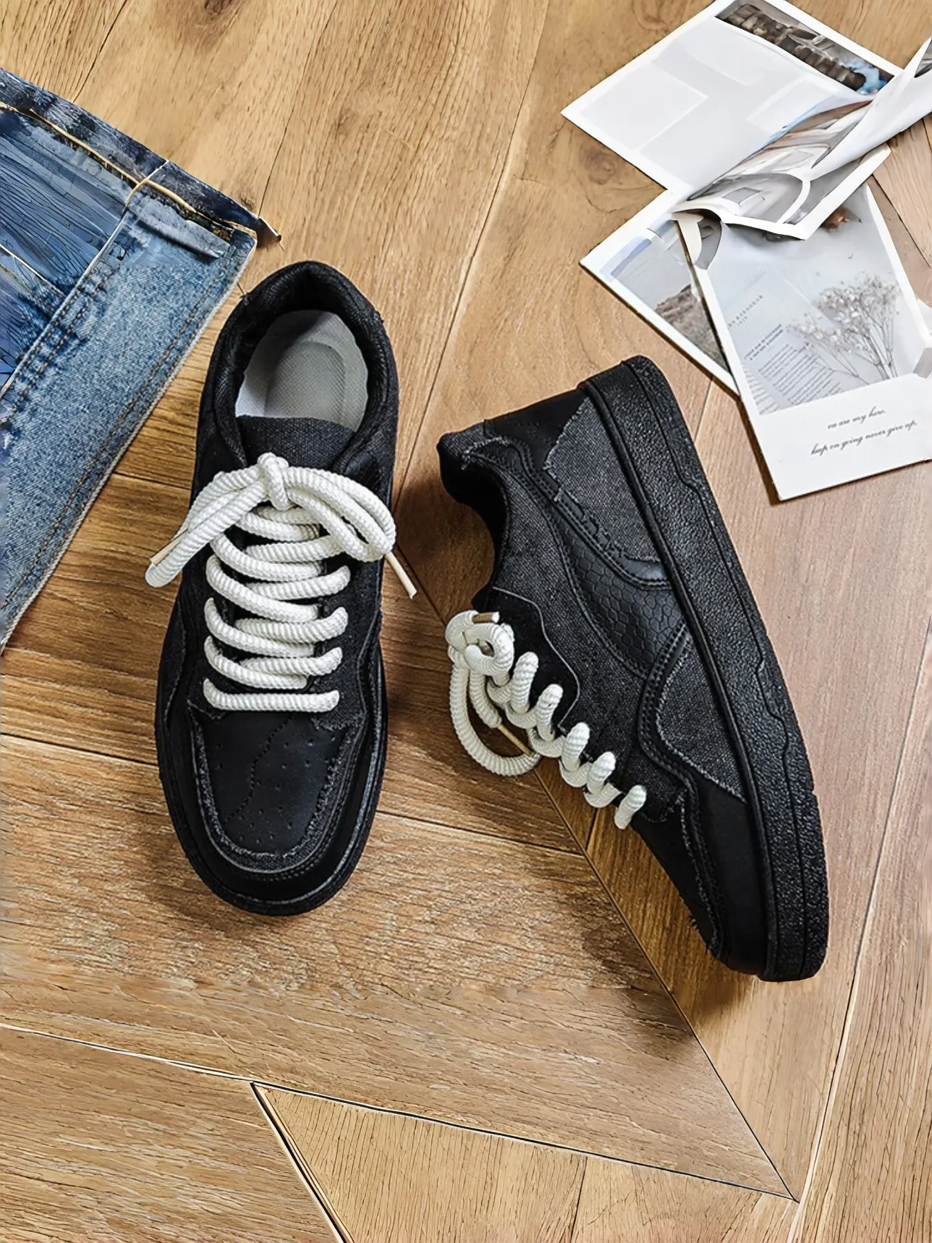 Men's Puffy Skate Shoes | Chunky Soft Rubber Sole White Sneakers | Casual Fashion Streetwear Shoes Walking Shoes Thick Soled Trainers
