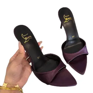 Mayoral Women's High Heels Pointed Toe Strap Stiletto Sandals in Satin Purple 8cm Summer Walking Shoes Patent Leather & Rubber Sole Girl Footwear
