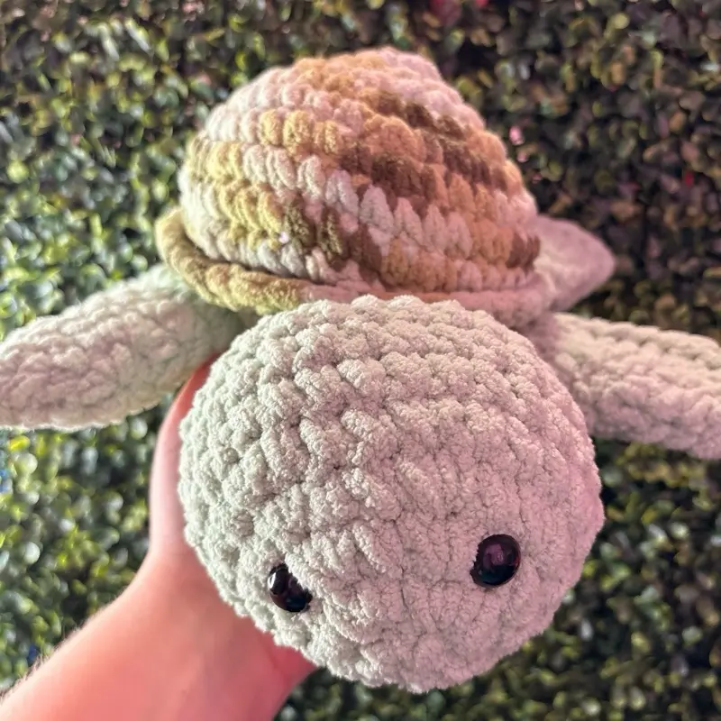 Light Green Large Handmade Crochet Turtle Plush | Soft Sea Turtle Stuffed Animal | Cute Amigurumi Turtle Gift