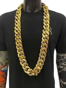 1pcs Men's Cuban Chain Necklace, Durable Daily & Formal Wear, Bold Design, Polished Finish, Large Golden Color Chain, Perfect Gift for Men & Women