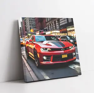 Chevrolet Camaro Zl1 Red In New York Cars Wall Posters Vehicle Art For Mens Room Framed