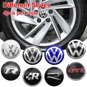 4pcs 56mm 60mm 65mm Volkswagen Car Wheel Center Hub Caps VW/GTI/R Logo Wheel Rim Caps For VW Golf Passat Jetta Auto Accessories