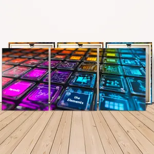 3 Counts Wooden Framed Canvas, Colorful Periodic Table Art Images, Exquisite Poster, Perfect Living Room Decoration, Modern Art, Fashion Family Poster, Wall Art Decoration, Waterproof Art