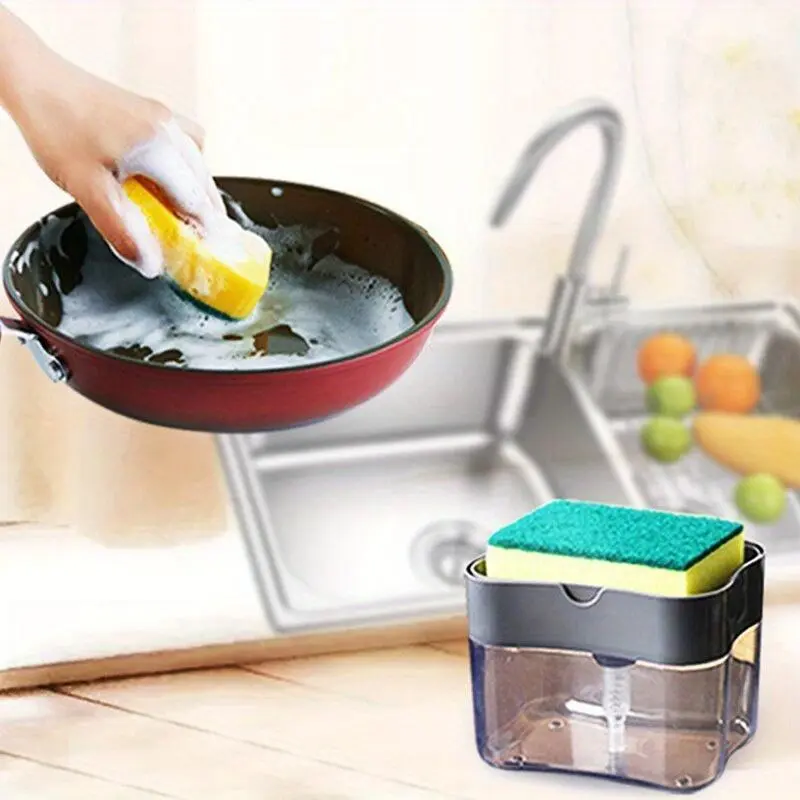 Portable Soap Dispenser Kitchen Detergent Press Box With Sponge Automatic Liquid Dispenser Kitchen Tools Home Goods