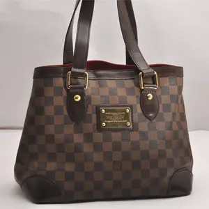 Pre-owned Louis Vuitton canvas Tote Bags Hampstead Damier Tote Bag, Brown Canvas, 28cm x 23.5cm x 19cm