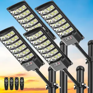 4 Pack 6500k Solar Lights Outdoor, Dusk to Dawn, Waterproof,Motion Sensor Solar Street Lights with Remote Control ,LED Security Light for Backyard/Garden/Garage/Driveway