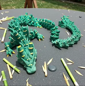 Articulated Bamboo Dragon Fidget Toy | 3D Printed Flexible Dragon | Poseable Desk Toy