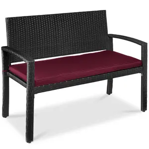 Best Choice Products 2-Person Outdoor Wicker Bench Garden Patio Porch Furniture w/ 700lb Capacity, Cushion