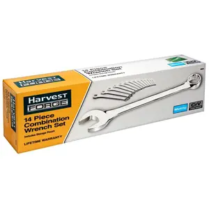 212 MAIN Harvest Forge 14-Piece Metric Combination Wrench Set - Heat Treated Chrome Vanadium Steel, Includes Set Size Details, Comes with Storage Pouch