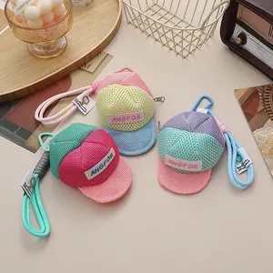 Mini Baseball Cap Coin Purse & Earphone Pouch, Minimalist Solid Color Storage Bag, Portable Backpack Pendant & Keychain, Unisex Fashion Bag Charm
