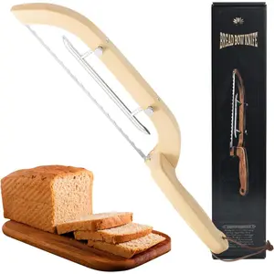 Adjustable Bread Bow  for  Slices,  Wooden Frame, Tool-Free  Replacement, Multi-Thickness  for Homemade Bread, Sourdough, Bagels, Loaves - Birch