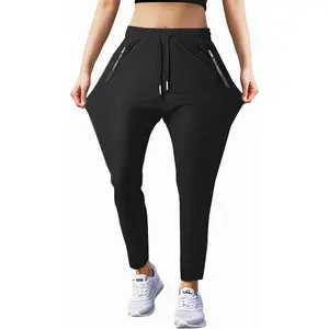 Women's Outdoor Hiking Pants Lightweight Breathable Quick Dry Stretchy Running Athletic Pants with Zipper Pocket