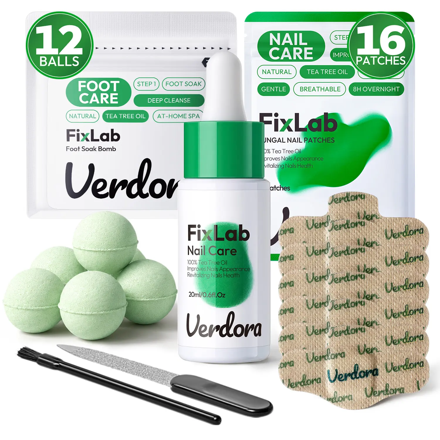 Fungal Nail Soak & Care Kit,8-Hour Overnight Nail Care Regimen, with Tea Tree Oil & Oregano Oil,At-home care kit for yellow, thick, and uneven nail surfaces.