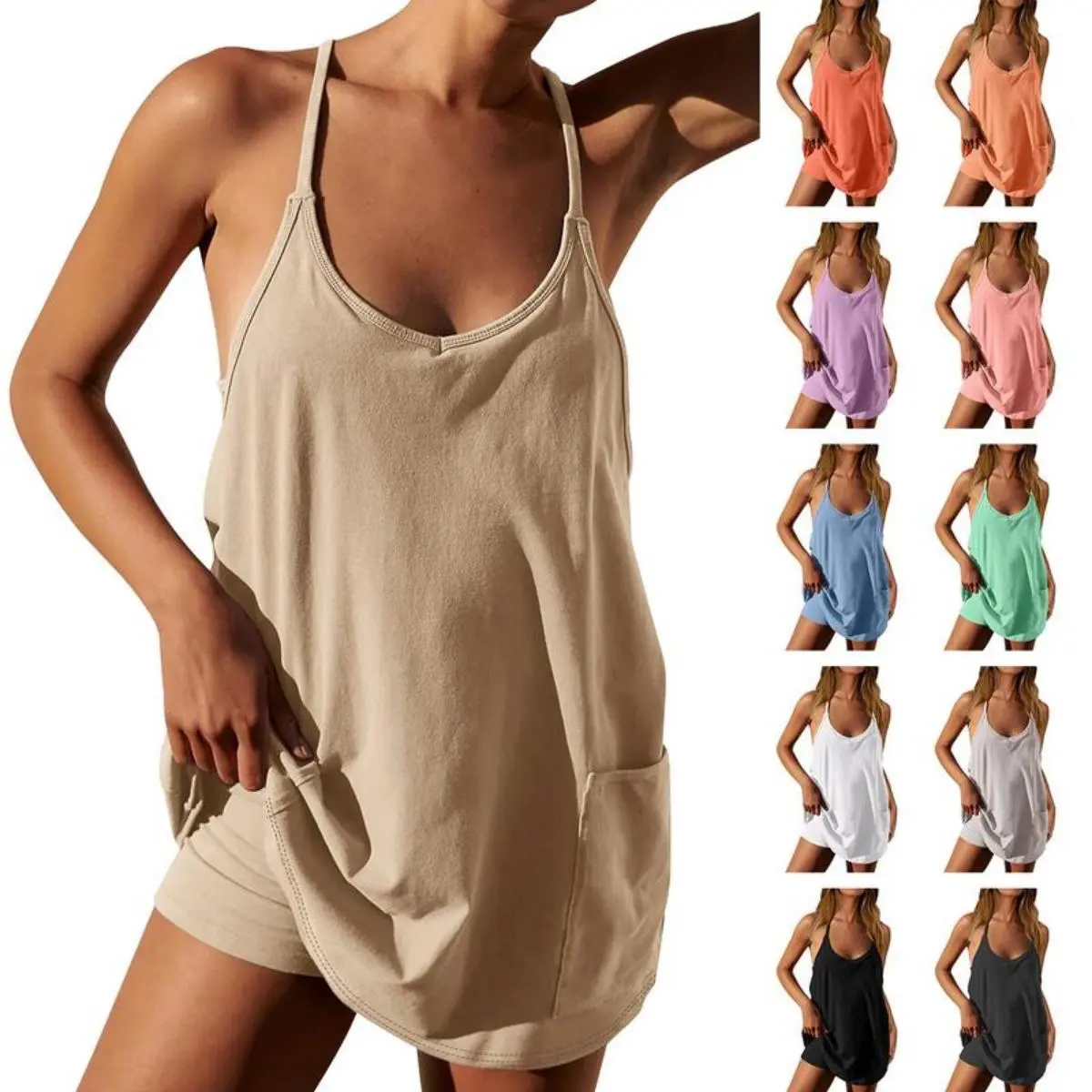 Imily Bela Women's Summer Mini Dress Casual Workout Tennis Dress with Shorts Sleeveless Althletic Dresses