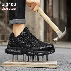 Steel toe site comfortable and safe shoes work wear resistance and abruptly abruptly wear -resistant sneakers Construction engineering composite shoes breathable and lightweight black shoes safety Breathable Sneakers for Work Rubber Footwear nurse shoes