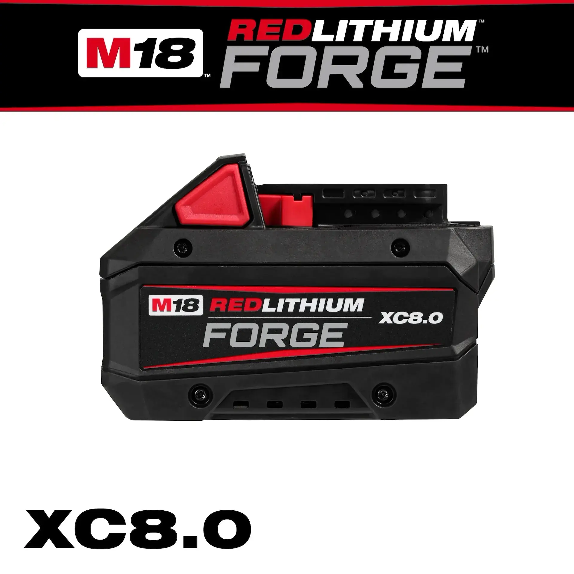 Milwaukee 48-11-1881 M18 REDLITHIUM FORGE XC8.0 Cordless Tool Battery, High Output Heavy Duty Lithium Battery Replacement with Cool Cycle Technology