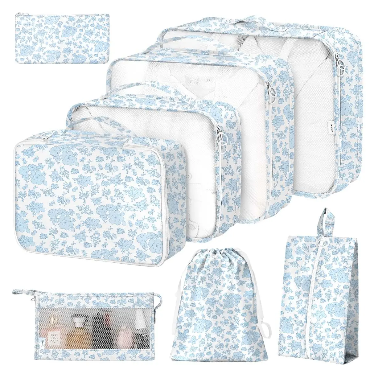6/8-Piece Packing Cubes Set for Suitcases - Portable Travel Accessories with Shoe, Cosmetics, Clothing Bags, Travel Clothes Organizer for Men Women