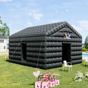 【Ships in 2 Boxes】AMERLIFE Large Black Inflatable Night Club Tent with 2 Side Doors, with Logo Area Gazebo Event House for Wedding Birthday Backyard Party- Ships in 2 Boxes