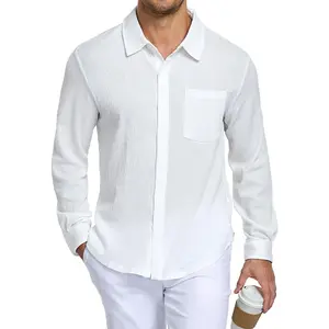 Mens Casual Button Down Shirts Long Sleeve Dress Business Shirt with Pocket