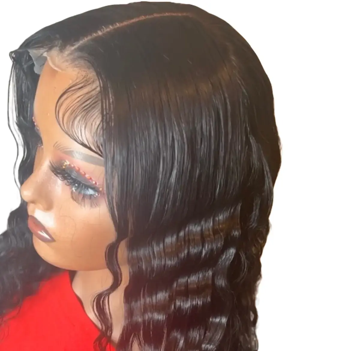 Crimped Glueless Wig - HD Lace 26” Inch, 5x5 Size, Black Color, Stylish Design