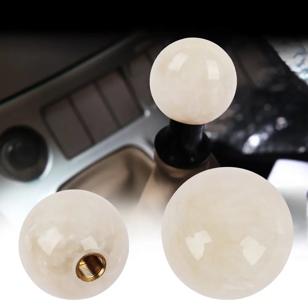 Brand New Universal JDM White Pearl 54mm Round Ball SHIFT KNOB M8 M10 M12