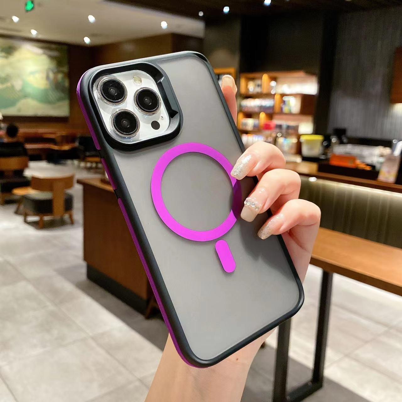 MagSafe Skin-Feel Magnetic Phone Case | Compatible with iPhone17ProMax/16Pro/15/14/13 - Premium Frosted Anti-Fingerprint, Minimalist Color-Block Shockproof Cover