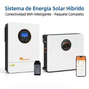 Sunboost Solar Energy Kit Hybrid 6200W Split-Phase Inverter 110V-220V with 48V 100Ah Batteries 5120Wh or 10240Wh Mounted for Efficient Power Storage & Wi-Fi Control