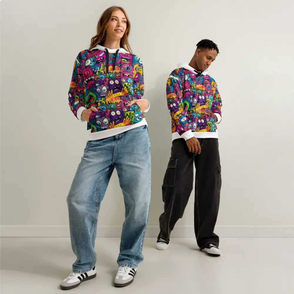 Wild Colorful Hoodie - Premium 95% Cotton 5% Elastane Relaxed Unisex Fit with Double-layer Hood and Spacious Front Pocket