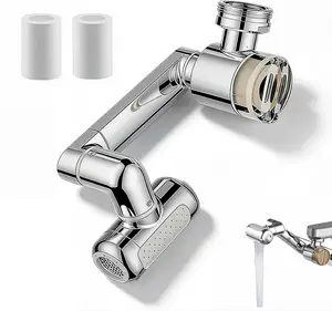 Water-saving  1080°Swivel Faucet Extender, Sink Water Faucet Aerator Extension in Brass, Swivel Robotic Arm Bathroom Faucet Extender, Kitchen Rotating Extension Filter with 4 Mode Splash