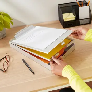 Basics Metal Clipboard with 2 Compartments, Letter Size, 250 Sheet Storage Capacity, Office Supplies, Silver, 14.09 x 9.21 x 2.6 inches