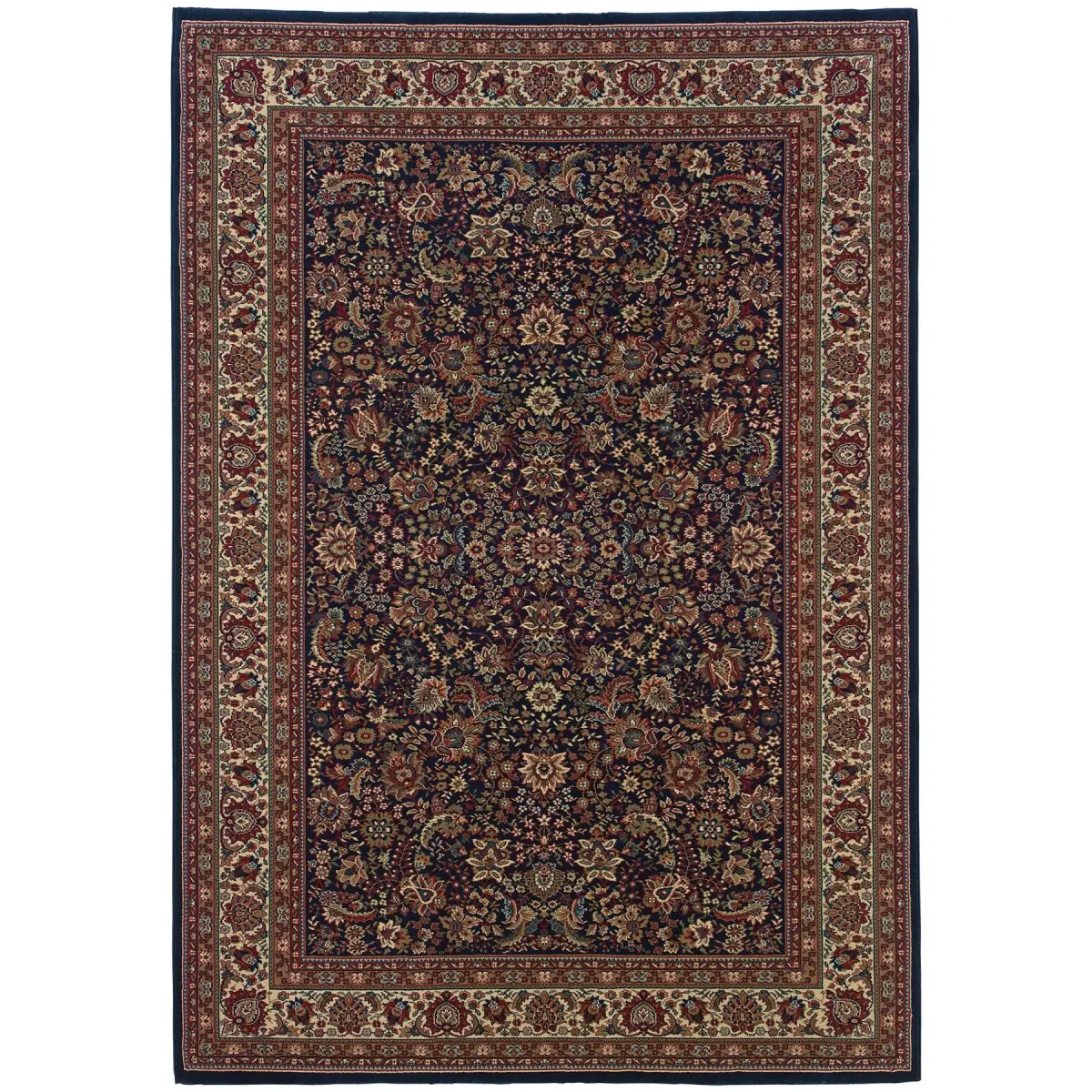 HomeRoots 574297 Blue & Red Oriental Rectangle Large-Format Area Rug, 5 x 8 ft Blue Area Rugs, Large-Format Area Rugs