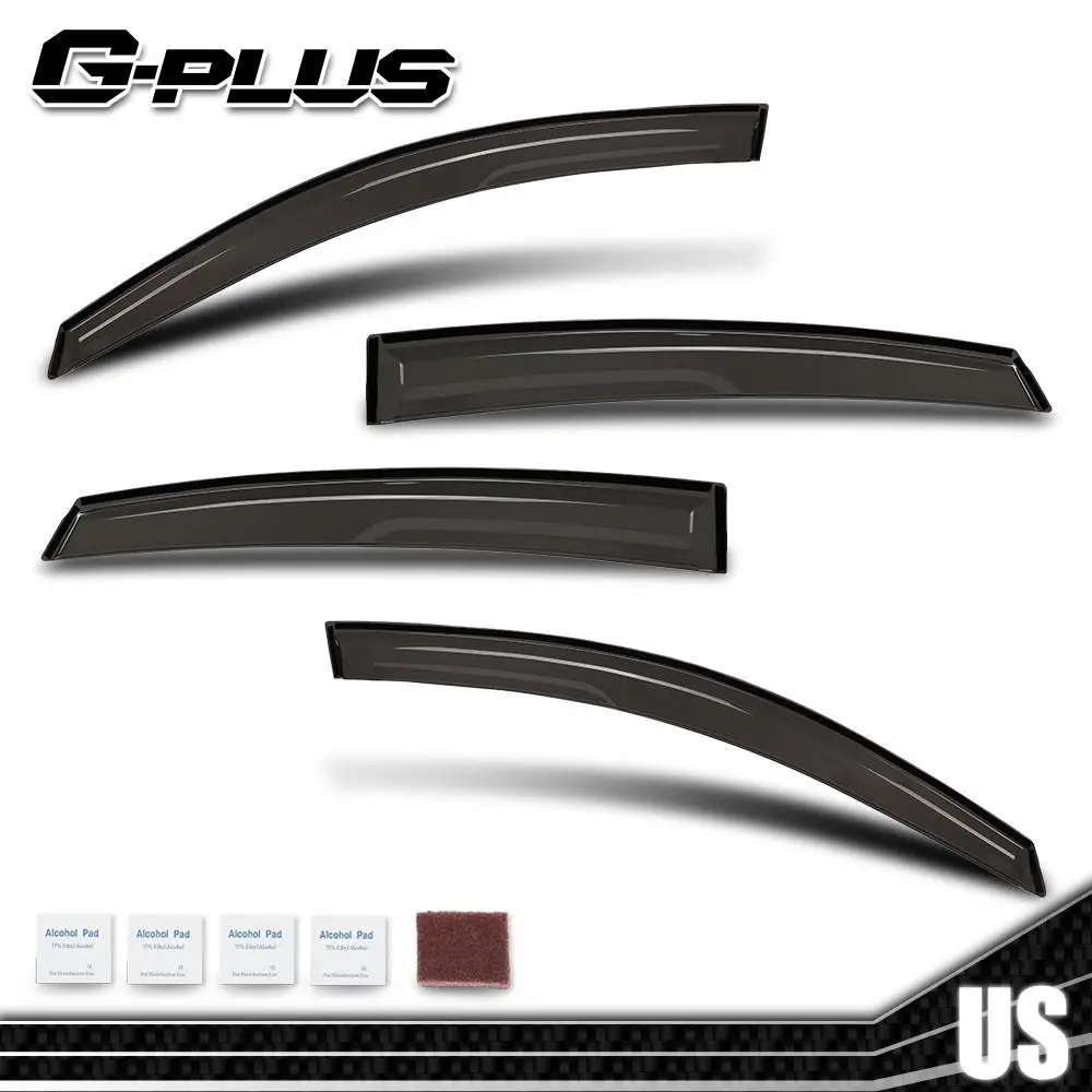 4-Piece Set Weatherproof PMMA Plastic Rain Guards with Adhesive Tape, Window Vent Visors for 2016-20 Honda Civic 10th Generation Sedan