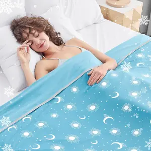 Cooling Blanket - Cooling for Hot Sleepers -Decorative Lightweight Breathable Summer Cold for Sleeping Night Sweats to Keep Cool-(90"x108") Aqua