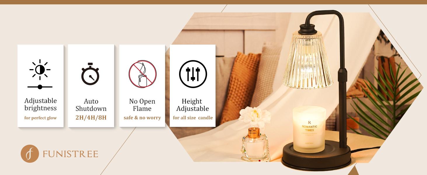 Black Candle Warmer Lamp WithTimer and Dimmer,Fragrance Electric Wax Melt Warmer with 2 Bulbs,Scented Jar Lamp,Mother's Day Home Decor,Adjustable Height