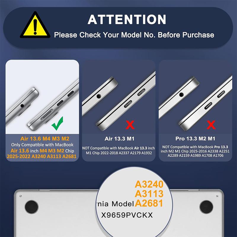 MOSISO Compatible with MacBook Air 13 inch Case 2025-2022 M4 A3240 M3 A3113 M2 A2681, Heavy Duty Hard Shell with Fold Kickstand&Keyboard Cover&Screen Film for MacBook Air 13.6 inch Case