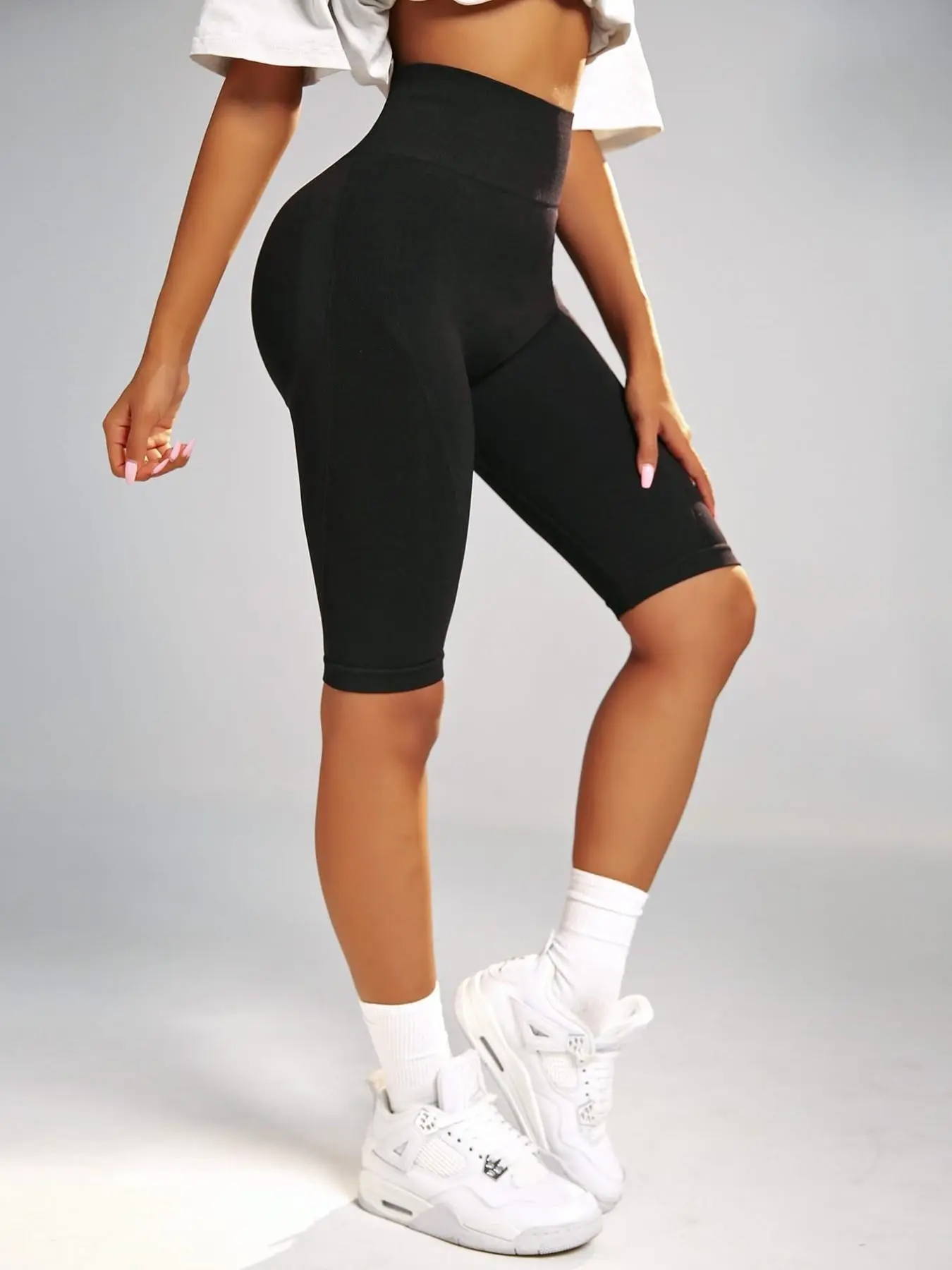 Sexy Solid Color Fashion Slim Fit Women's High Waist Butt Lifting Five-Quarter Shaping Shorts, Single or Multiple Pieces, Summer Outdoor Wear, All Seasons Indoor Wear