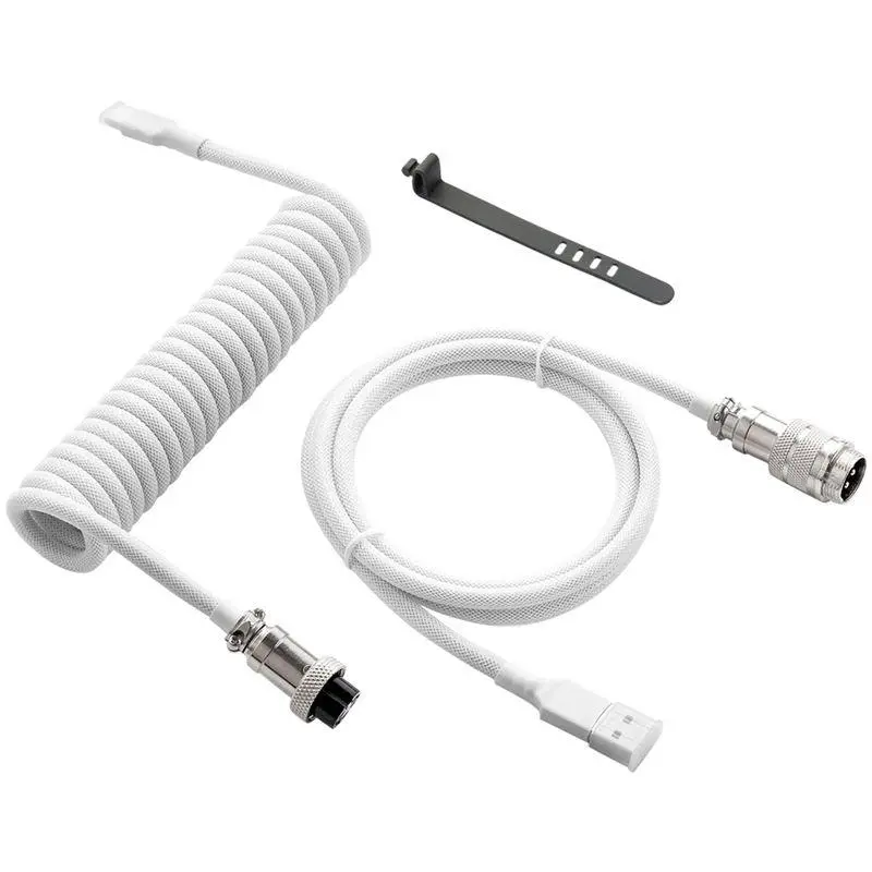 USB-C Coiled Keyboard Cable for Gaming and Mechanical Keyboards, Double-Sleeved Custom Cable