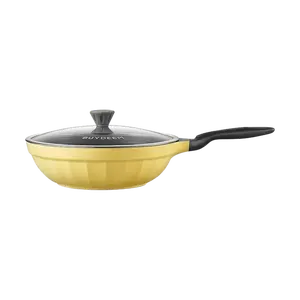 BUYDEEM 32CM Non-Stick Frying Pan Wok - Lightweight, Large Capacity, Upgraded Oil Gathering for Effortless Stir-Frying & Searing - PL71 "Little Goose Yellow"