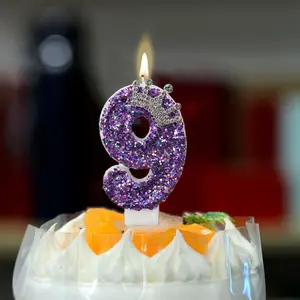 1pcs Purple Crown Birthday Candle Cake Decoration Number Birthday Candle Cake Decor First Birthday Celebration Party Decoration Candles Cake Decorating Supplies
