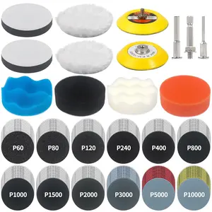 133 count Sanding Disc Drill Polishing Kit Sanding Attachment, 3 Inch Wet Dry Headlight Restoration Kit, Hook and Loop Sandpaper Buffing Pads with Rotary Tools for   Metal Glass  Expoxy