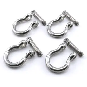 4 Pcs Stainless Steel Anchor Shackle 1/4", Heavy Duty Bow Shackle Lifting Sailing Bracelet Anchor Chain, Screw Pin Hardware Rigging for Chains Wirerope Lifting Paracord Outdoor Camping Survival Rop