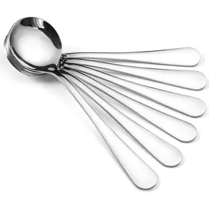 12-Piece Soup Spoons, Round Stainless Steel Bouillon Spoons